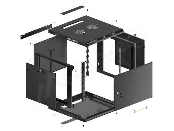 Lanberg | Rack cabinet 19" wall-mount 9U/600x600 (flat pack) for self-assembly with metal door | WF01-6609-00B | Black