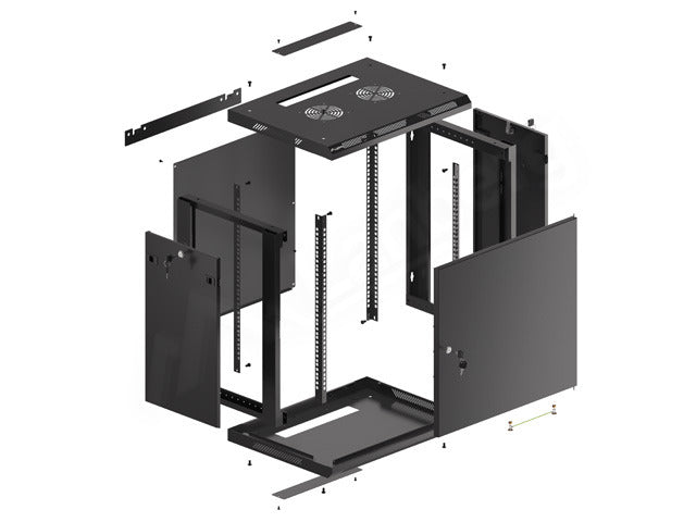 Armoire rack Lanberg WF01-6412-00B 12U, montage mural, noir