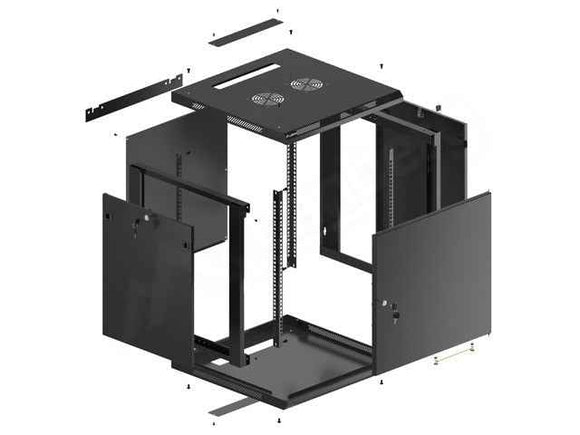 Lanberg | Rack cabinet 19" wall-mount 12U/600x600 for self-assembly with metal door (flat pack) | WF01-6612-00B | Black