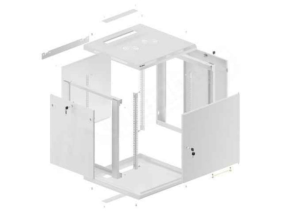 Lanberg | Rack cabinet 19" wall-mount 12U/600x600 for self-assembly with metal door (flat pack) | WF01-6612-00S | Grey