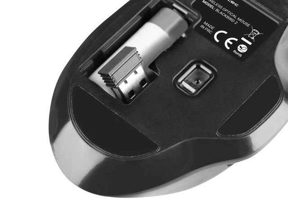 Natec Mouse, BlackBird 2, Silent, Wireless, 1600 DPI, Optical, Black | Natec | Mouse | Optical | Wireless | Black/Gray | BlackBird 2