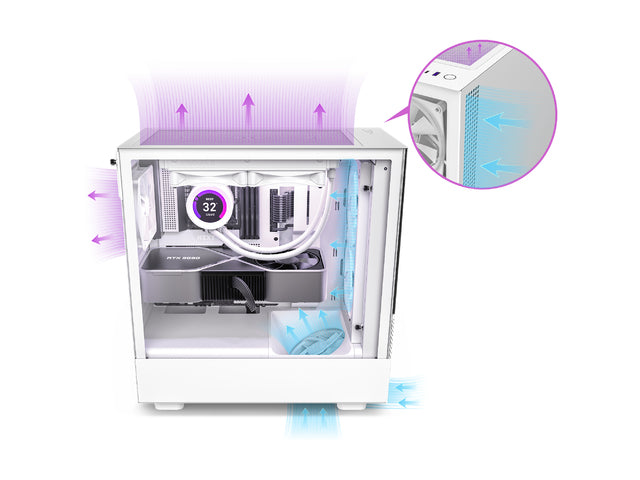 Boîtier midi-tour nzxt h5 elite rgb - blanc