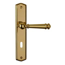 2 poignées de porte ATTILA, Entrée de clé pour chambre, Finition laiton poli doré, Entraxe standard 195 mm