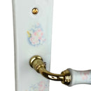 2 poignées de porte ROSAE, Verrou de condamnation pour salles de bain/WC, Porcelaine de Limoges, Finition coude doré, Entraxe standard 195 mm