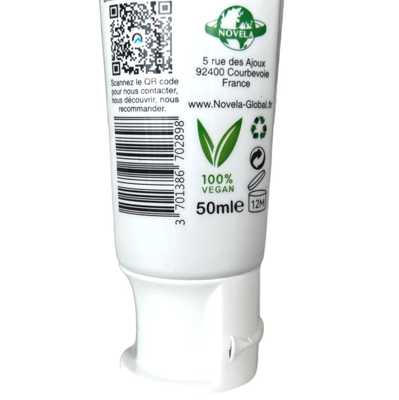 Tube de dentifrice pour enfants au goût de fraise, 100% vegan, marque Novela.