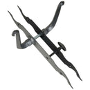 2 poignées de porte sur plaque fine CELTIQUE, Verrou de condamnation pour salle de bain/WC, Finition acier aspect fer forgé patiné, Entraxe standard 195 mm