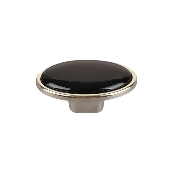 Bouton de meuble STARK, Finition nickel brillant & céramique noire
