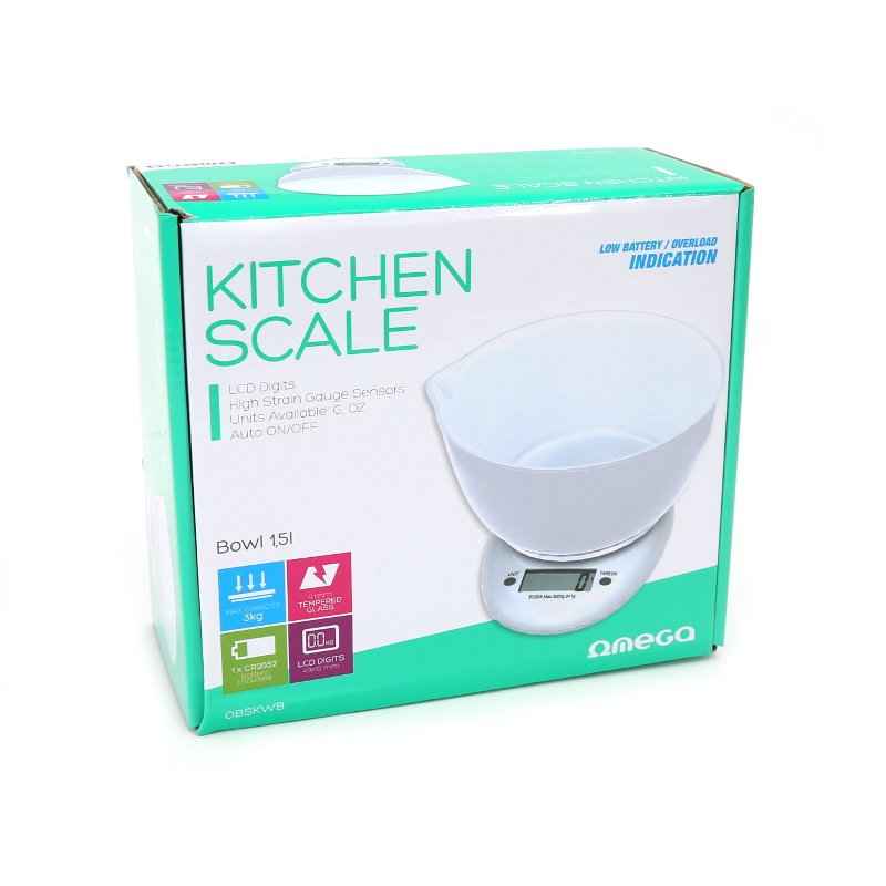 Balance de cuisine Omega OBSKWB, blanche