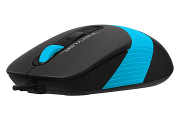 Souris a4tech pc ou nb filaire usb optique 1600 dpi défilement 4/1/boutons bouton de sélection de vitesse noir/bleu  fm10 blue  timbre vert 018 lei