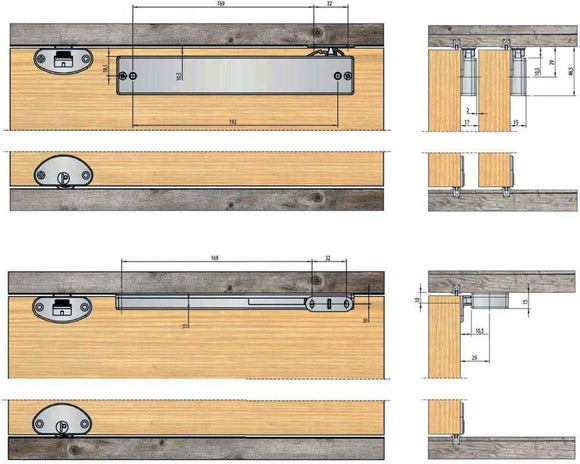 AMMORTIZZATORE frizione ANTA SCORREVOLE KIT UNIVERSALE PER PORTE FINO A 60KG (30-60kg)