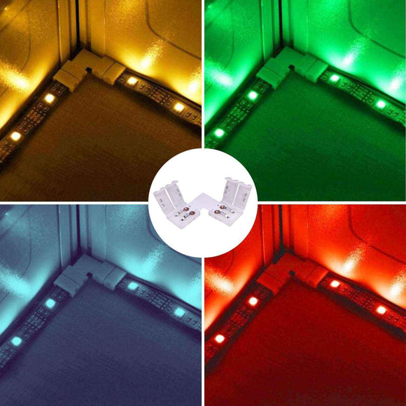 Micro Connettore Di Montaggio Per Due Strisce LED Larghe 8 mm Attacco Rapido Senza Saldature (Angolare)