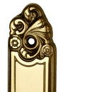 2 poignées de porte sur plaque LOUIS XV, Trou de cylindre - entrée - bureau, Finition zamak doré patiné, Entraxe standard 195 mm-6