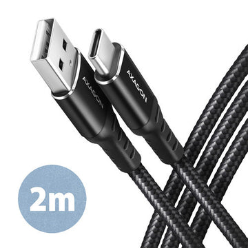 Axagon Data and charging USB 2.0 cable length 2 m. 3A. Black braided. — illustration complémentaire (Icecat)