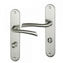 2 poignées de porte sur plaque RHAPSODIE, Verrou condamnation pour salle de bain/WC, Finition zamak nickel mat, Entraxe standard 195 mm