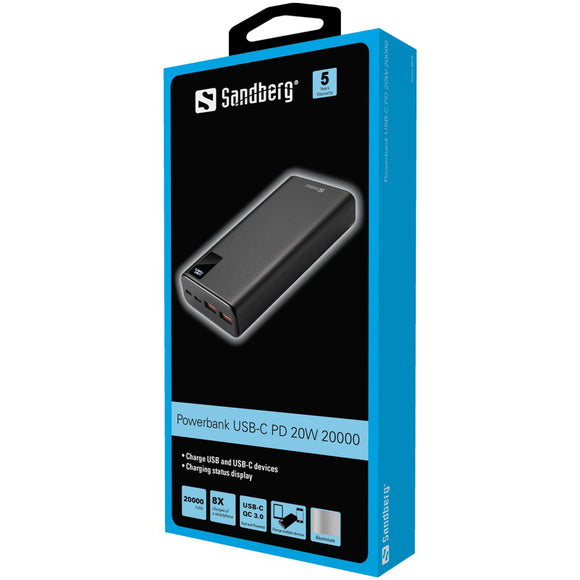 Batterie externe sandberg 420-59 usb-c pd 20 w 20 000 mah