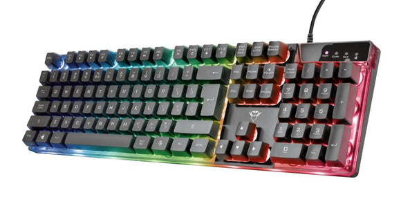 TASTATURA TRUST- gaming, "GXT 835 Azor", cu fir, 104 taste, format standard , USB, negru, "TR-23651" (timbru verde 0.8 lei)