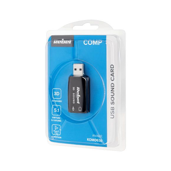 Rebel Sound Card USB / 3D Sound and Virtual 5.1 Sound