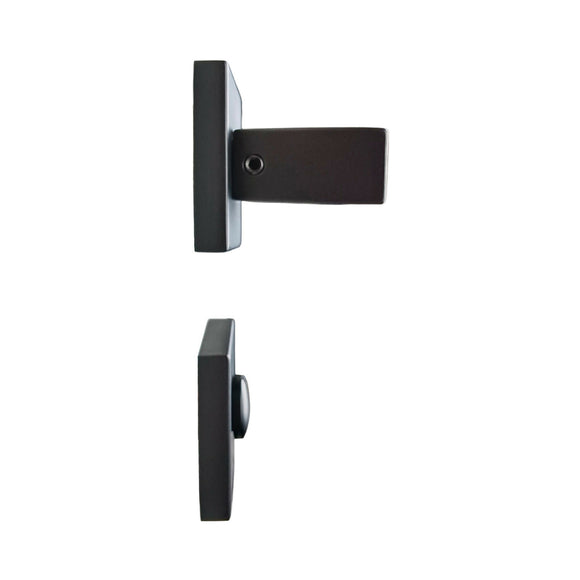 2 poignées de porte sur rosace LOFT, Verrou de condamnation pour salles de bain/WC Finition métal noir mat