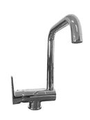Miscelatore per lavello Bagnoclic in ottone cromato lucido, con canna alta girevole abbattibile, ideale per sottofinestra.