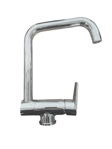 Miscelatore per lavello Bagnoclic in ottone cromato lucido, con canna alta girevole abbattibile, ideale per sottofinestra.
