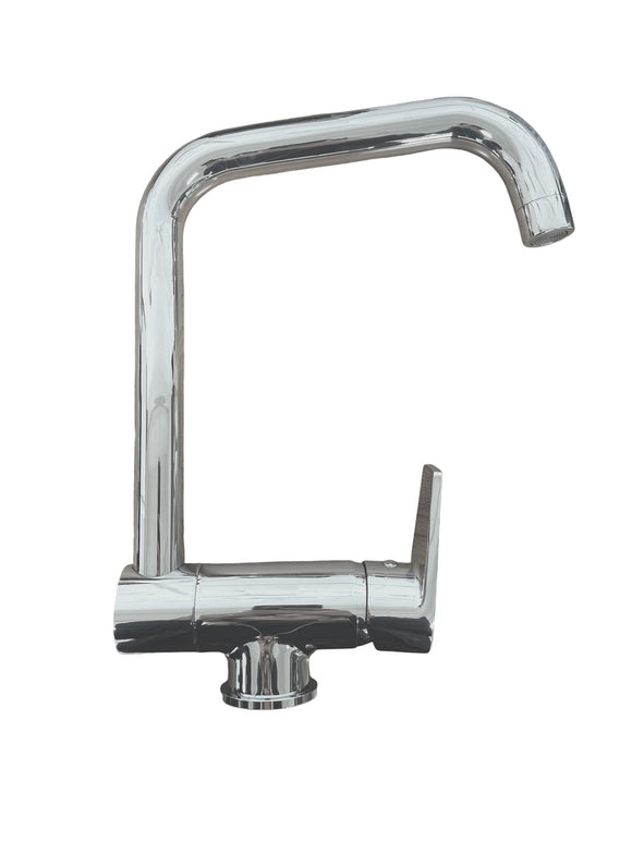Miscelatore per lavello Bagnoclic in ottone cromato lucido, con canna alta girevole abbattibile, ideale per sottofinestra.