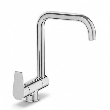 Miscelatore per lavello cromato lucido Bagnoclic, con canna alta girevole abbattibile e leva singola. Realizzato in ottone pesante.