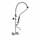 Bagnoclic rubinetto professionale da cucina a parete in metallo cromato con doccetta estraibile e bocca girevole.