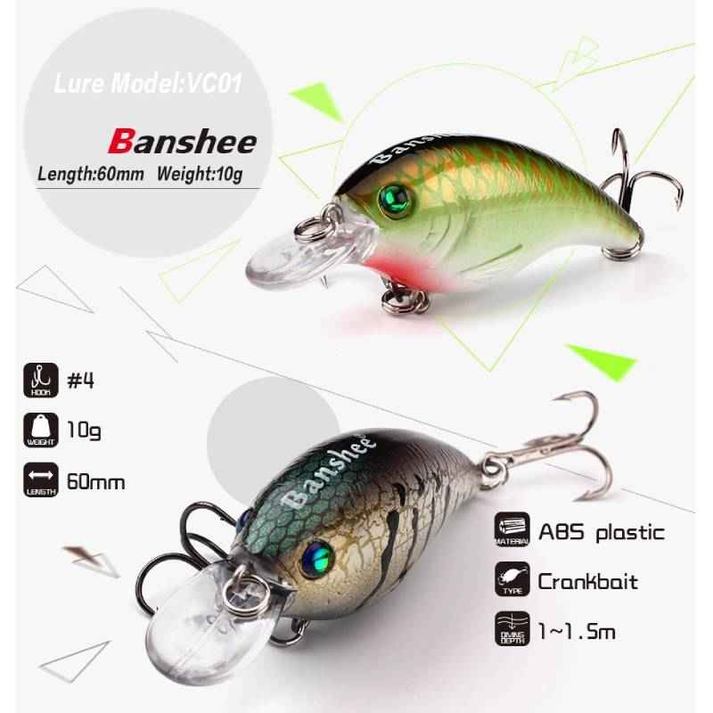 Vobleris Banshee Crankbait Bass 60 mm 10 g VC01 Murky Perch, Plūdrus