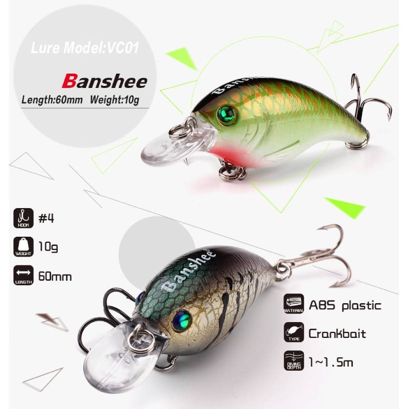 Vobleris Banshee Crankbait Bass 60mm 10g VC01 Bitter Lime Perch, Plūdrus