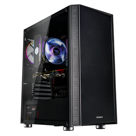 CARCASA Zalman "R2", middle tower, gaming, fara sursa, suporta 6xfan, 1xfan inclus, PSU shroud, display 9.1inch, USB Type-C x 1, USBx2, audio+mic, 7 sloturi expansiune, negru, "R2 Black" (timbru verde 0.08lei)