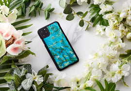 Coque ikins pour iphone 11 pro max motif fleur d'amandier noir