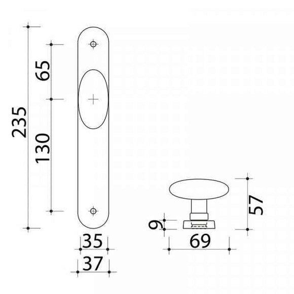 2 poignées de porte sur plaque CHIC, Sans trou pour pièce à vivre, Finition aluminium blanc RAL 9016, Entraxe standard 195 mm