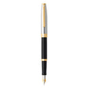 Segaris Black Fine Fountain Pen w/ Chrome Cap & Gold Trim-1