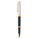 Segaris Black Fine Fountain Pen w/ Chrome Cap & Gold Trim-2