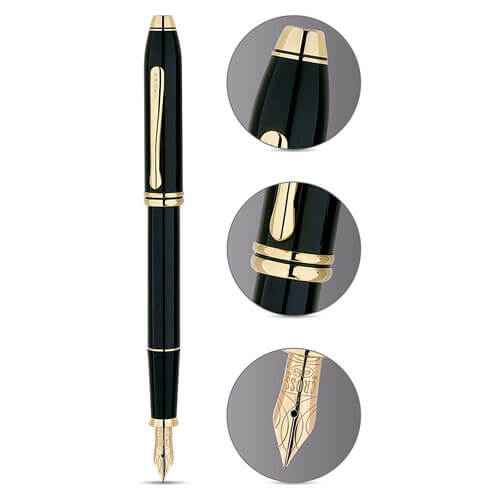 Cross Townsend 23ct Fine Point Fountain Pen (Black Lacquer)