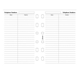 Filofax Pocket Telephone Numbers Notepaper
