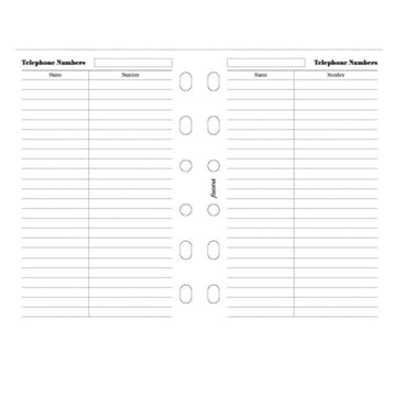 Filofax Pocket Telephone Numbers Notepaper