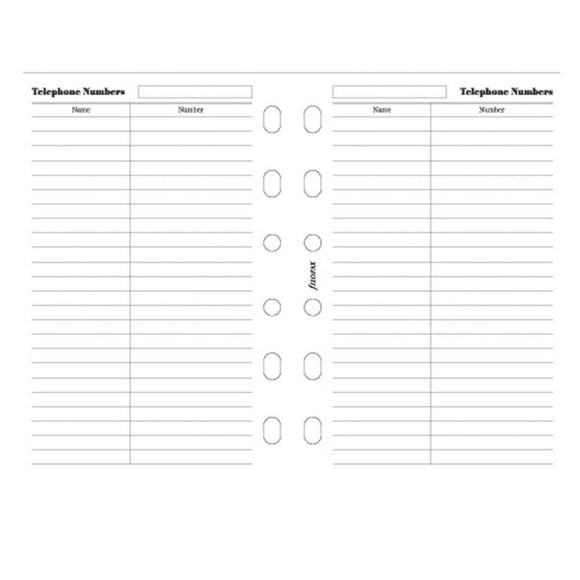 Filofax Pocket Telephone Numbers Notepaper