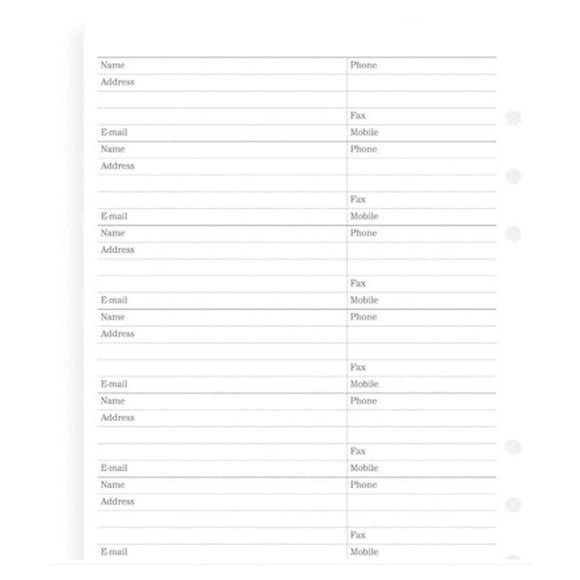 Filofax Deskfax Address Notepaper Insert