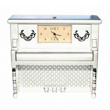 GDesign Upright Piano with Clock (Matte Silver)