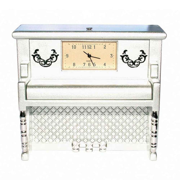 GDesign Upright Piano with Clock (Matte Silver)
