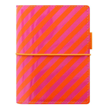 Filofax Domino Stripes Pocket Patent Organiser (Orange/Pink)