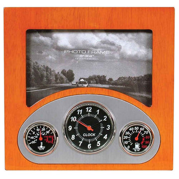 Retro Dashboard Clock and Frame (Cherrywood)