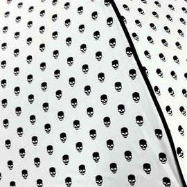Umbrella with Black Skull Prints (White)