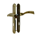 2 poignées de porte sur plaque TAMARA, Entrée de clé pour chambre, Finition laiton doré poli, Entraxe standard 195 mm-4