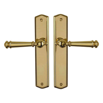 2 poignées de porte ATTILA, Sans trou pour pièce à vivre, Finition laiton poli doré, Entraxe standard 195 mm