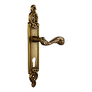 2 poignées de porte sur plaque SULLY, Trou de cylindre - entrée - bureau - service, Finition laiton patiné aspect vieilli, Entraxe standard 195 mm