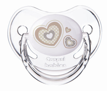CANPOL BABIES Sucette orthodontique en silicone 0-6 mois (1 pièce) Nouveau-né 22/565 cœurs beiges