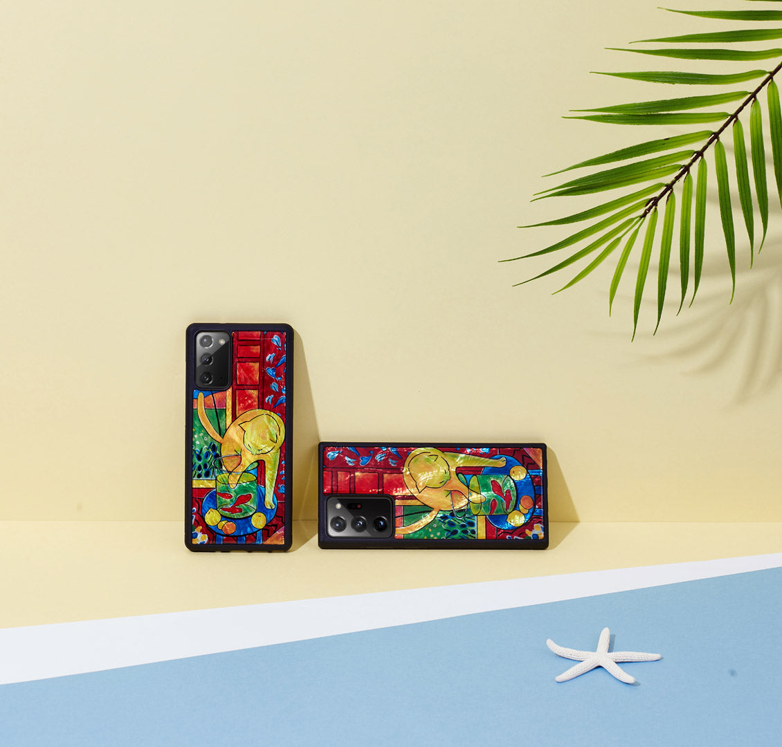 Coque ikins pour samsung galaxy note 20 motif chat et poisson rouge