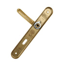 2 poignées de porte sur plaque VINTAGE, Entrée de clé pour chambre, Finition laiton doré satiné, Entraxe stand 195 mm
